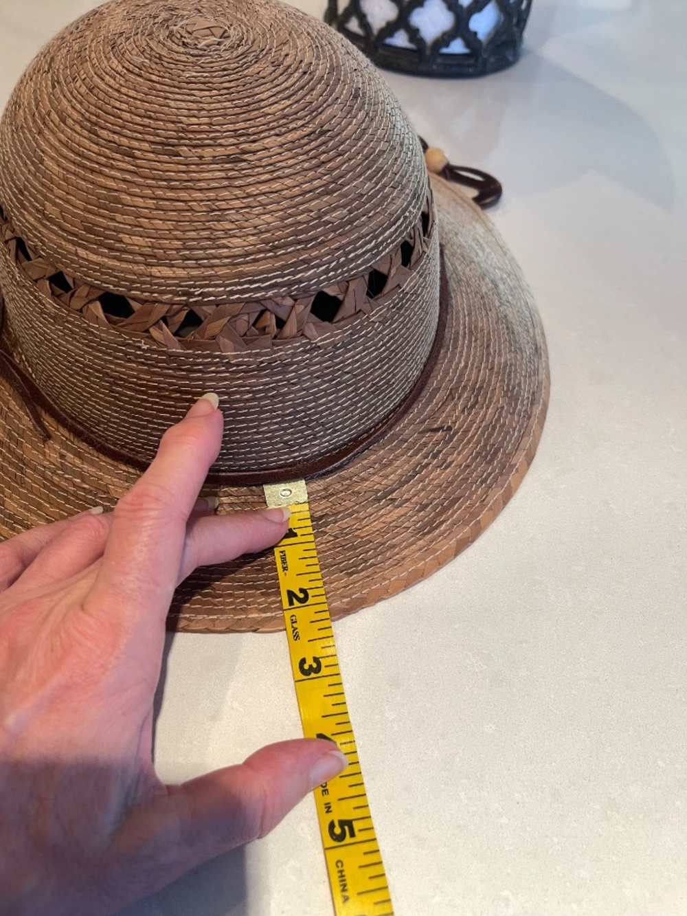 Tula Brand Laurel Lattice Palm Straw Facesaver Sun Hat w/ Chin cord - Picture 12 of 14